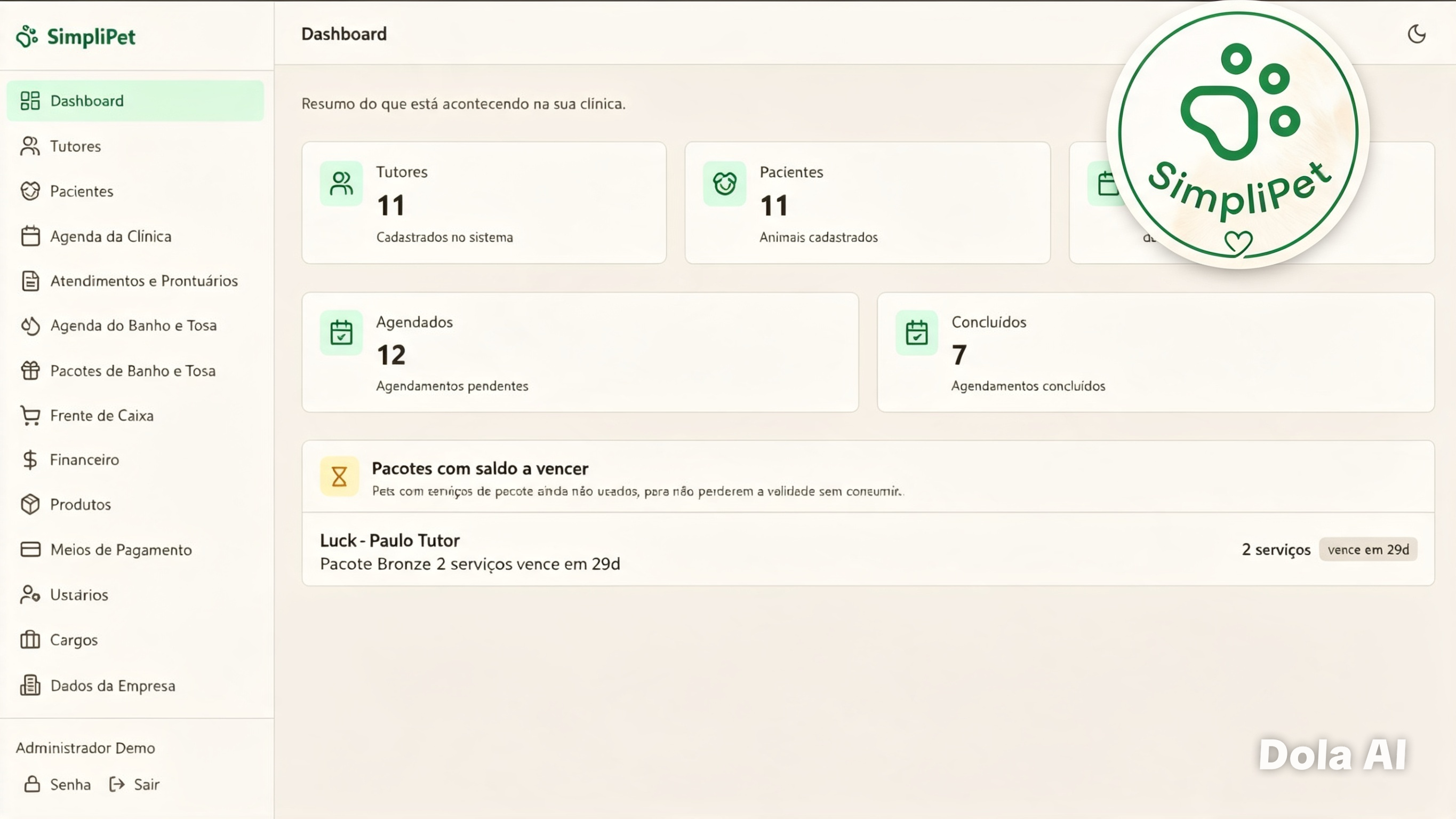Agenda semanal organizada no SimpliPet, sem depender de rolar conversa de WhatsApp
